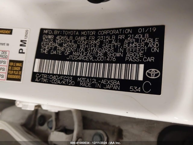 Toyota COROLLA SE 2020 JTDS4RCE9LJ001476 Image 9