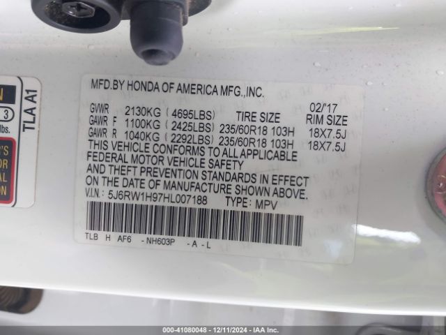 5J6RW1H97HL007188 Honda Cr-v Touring