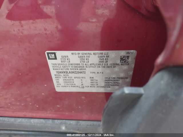 1GKKNSLA9HZ294472 GMC Acadia Sle-2