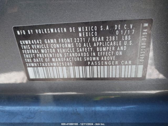 3VWH17AUXHM525289 Volkswagen Golf Alltrack Tsi S/tsi Se/tsi Sel