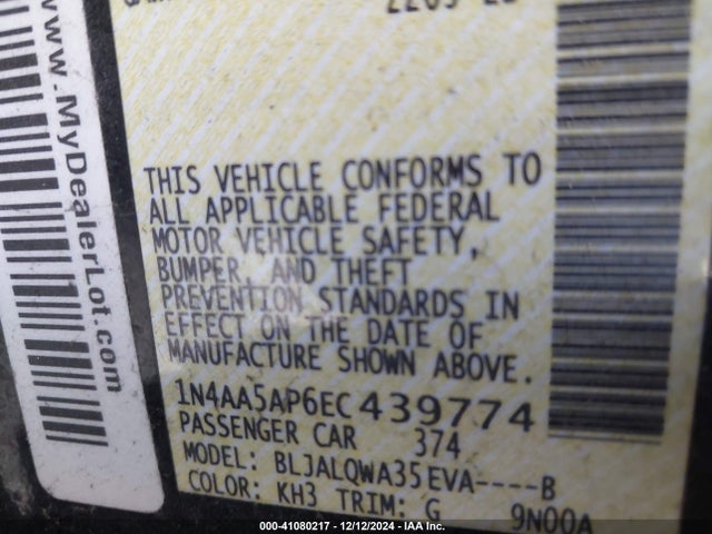 Nissan Maxima 3.5 S 2014 1N4AA5AP6EC439774 Image 9