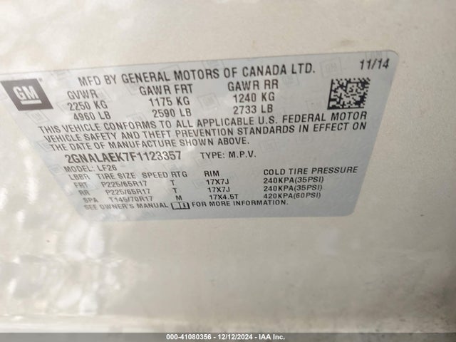 2GNALAEK7F1123357 Chevrolet EQUINOX LS