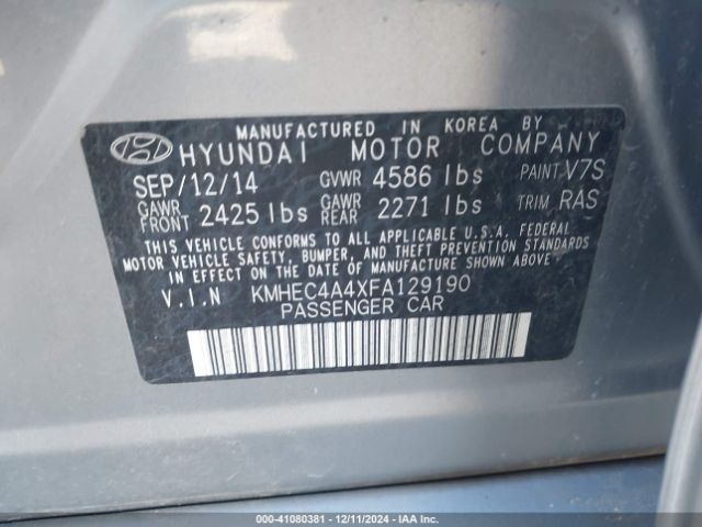 KMHEC4A4XFA129190 Hyundai SONATA HYBRID