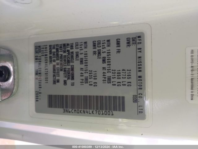 3N6CM0KN4LK701001 Nissan Nv200 Compact Cargo S Xtronic Cvt