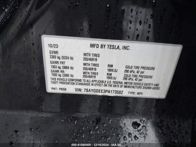 7SAYGDEE3PA173582 Tesla Model Y Awd/long Range Dual Motor All-wheel Drive