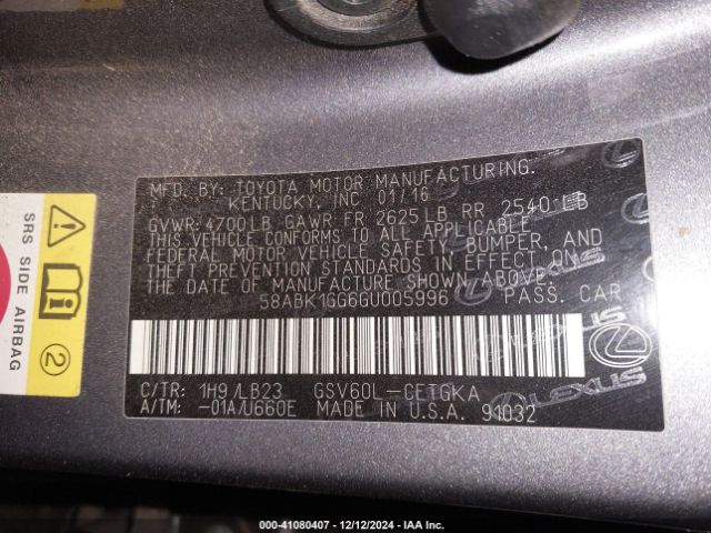58ABK1GG6GU005996 Lexus ES 350