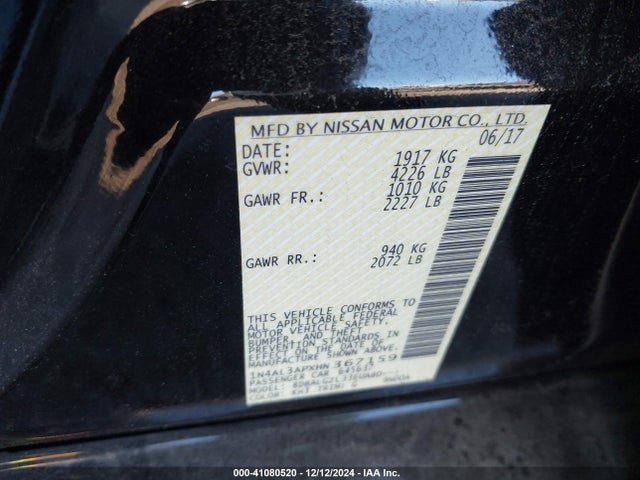 Nissan Altima 2.5 S 2017 1N4AL3APXHN367159 Image 9