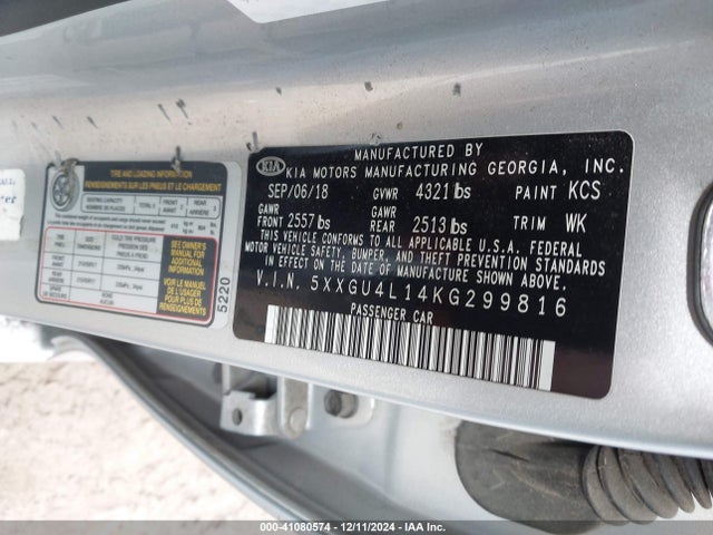 KIA OPTIMA EX 2019 5XXGU4L14KG299816 Image 9