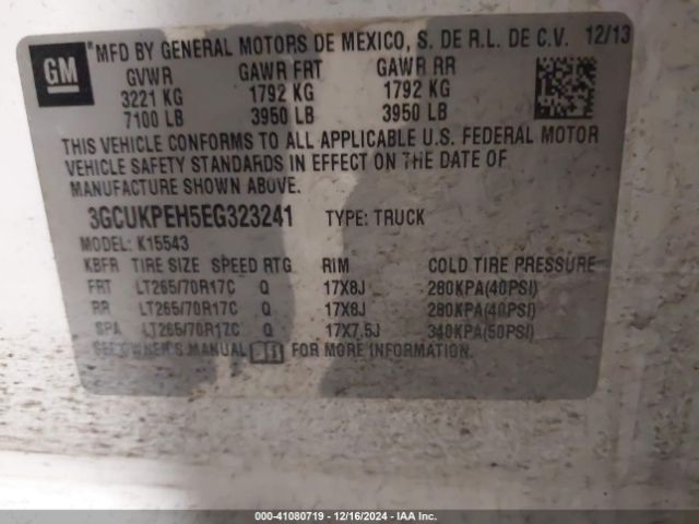 3GCUKPEH5EG323241 Chevrolet Silverado 1500 Work Truck 1wt