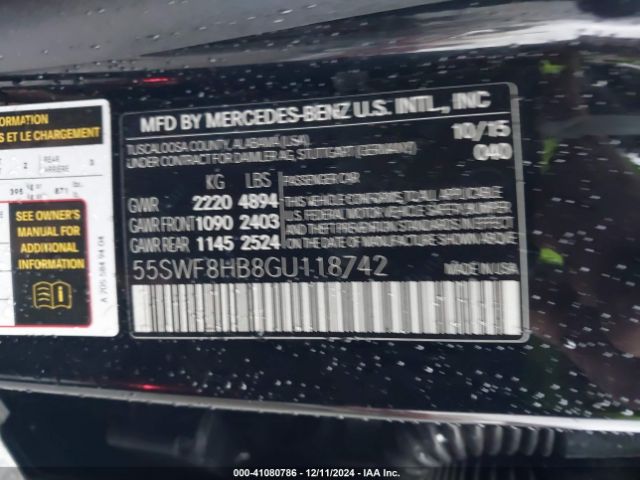 55SWF8HB8GU118742 Mercedes-Benz Amg C 63 S