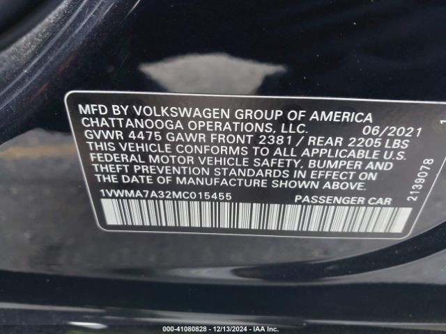 1VWMA7A32MC015455 Volkswagen Passat 2.0t R-line