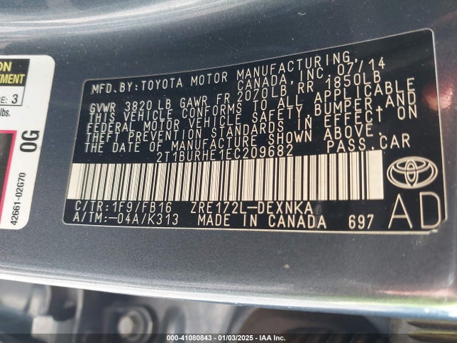 Toyota COROLLA LE 2014 2T1BURHE1EC209682 Image 8