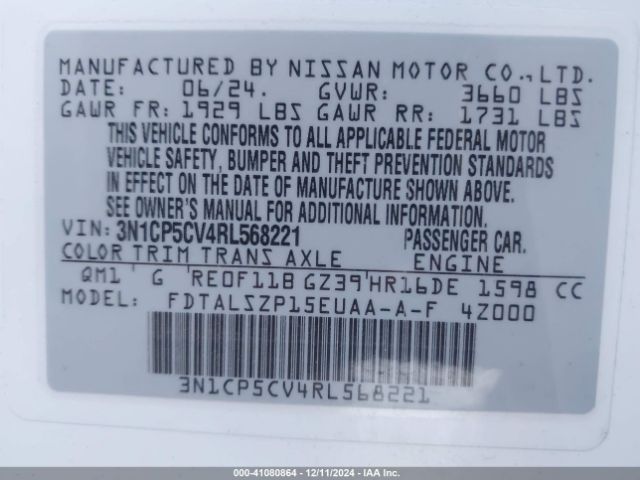 3N1CP5CV4RL568221 Nissan Kicks Sv Xtronic Cvt