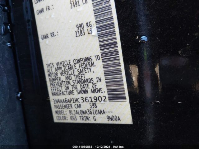 1N4AA6AP1HC361902 Nissan Maxima