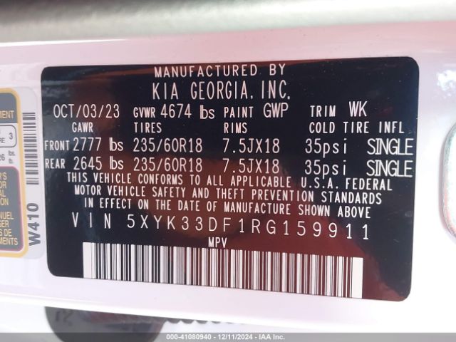 5XYK33DF1RG159911 KIA Sportage Ex
