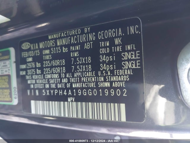 KIA Sorento 2.0t Ex 2016 5XYPH4A19GG019902 Image 9
