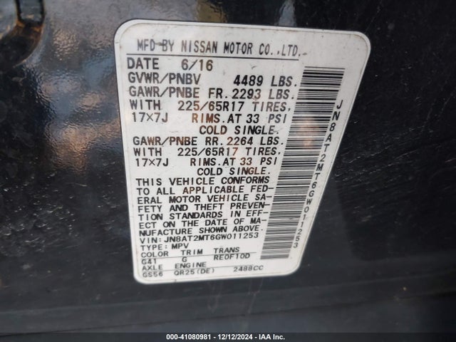 Nissan ROGUE S 2016 JN8AT2MT6GW011253 Image 9