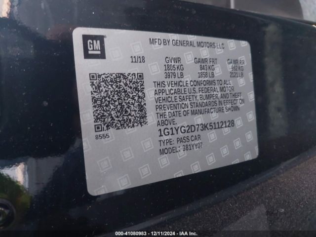 1G1YG2D73K5112128 Chevrolet Corvette Stingray Z51