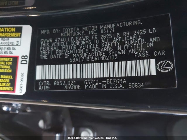 Lexus ES 350 2024 58ADZ1B19RU182102 Image 9
