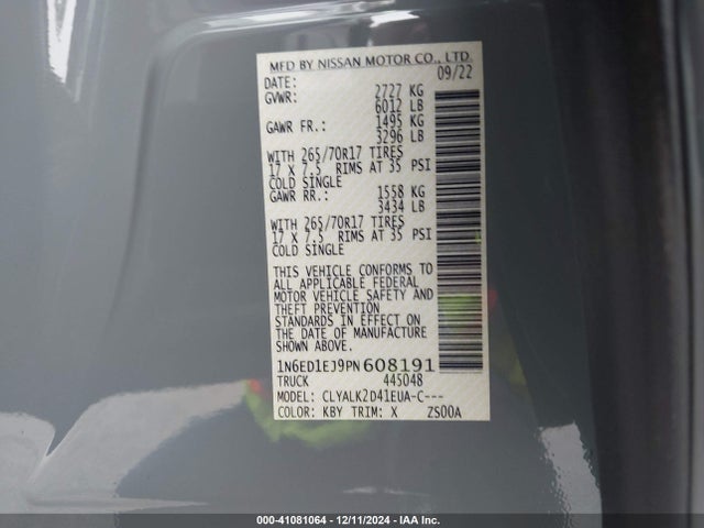 Nissan Frontier Pro-x 4x2 2023 1N6ED1EJ9PN608191 Image 9