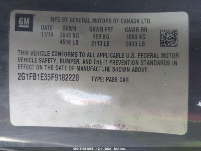 2G1FB1E35F9182220 Chevrolet Camaro 2ls