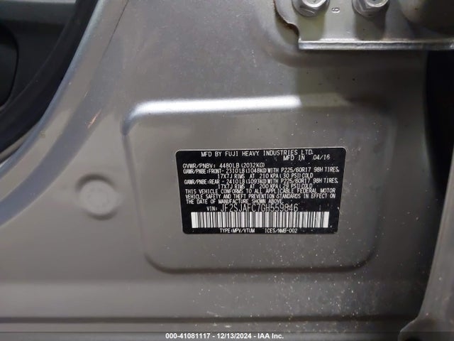 Aukcja sprzedaży 2016 Subaru Forester 2.5i Premium, vin: JF2SJAFC7GH559846, numer aukcji: 41081117