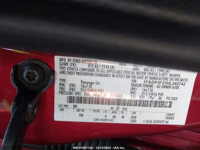 1FADP3F23HL242742 Ford FOCUS SE