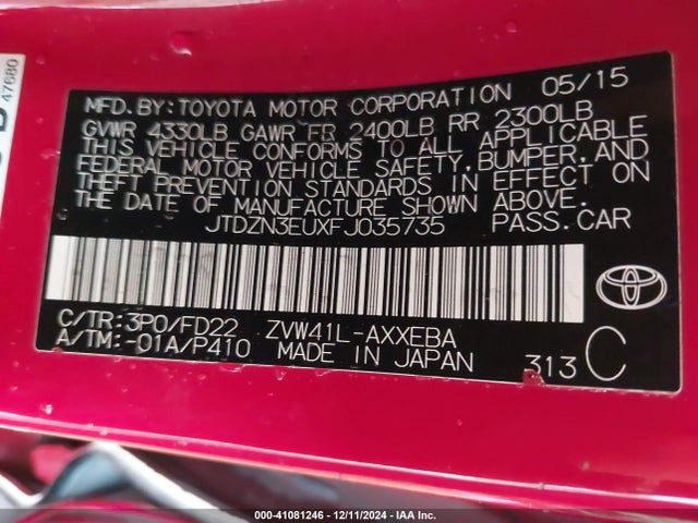 Toyota Prius V Two 2015 JTDZN3EUXFJ035735 Image 9