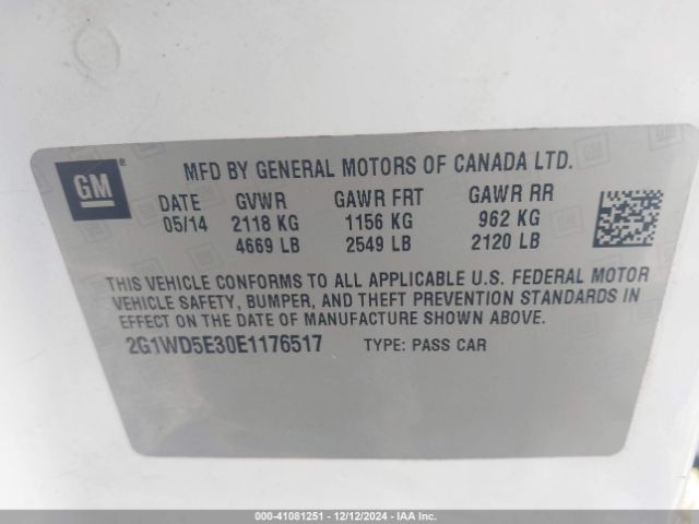 2G1WD5E30E1176517 Chevrolet IMPALA LIMITED POLICE