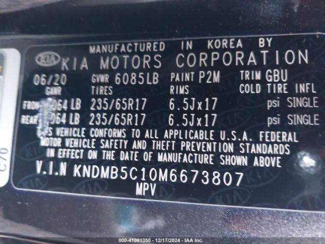 KNDMB5C10M6673807 KIA SEDONA LX