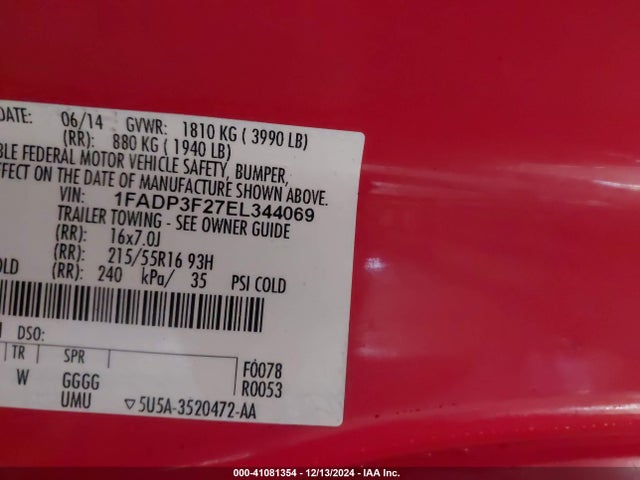 Ford FOCUS SE 2014 1FADP3F27EL344069 Image 9