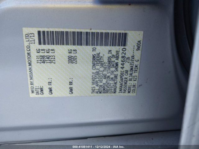 1N4AA5AP0EC446820 Nissan Maxima 3.5 S