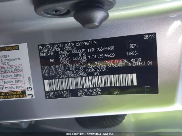 JTJHGKFAXN2028956 Lexus Rx 450hl