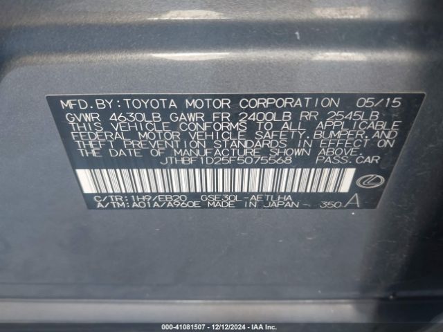 JTHBF1D25F5075568 Lexus IS 250