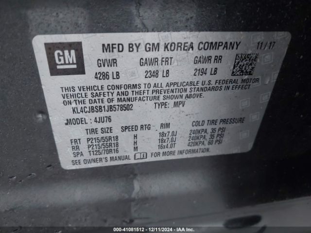 KL4CJBSB1JB578502 Buick Encore Preferred Ii