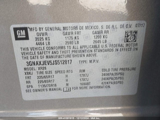 Chevrolet EQUINOX LT 2018 3GNAXJEV5JS512817 Image 9