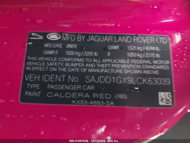 SAJDD1GX9LCK63039 Jaguar F-type Checkered Flag Rwd Automatic/p300 Rwd Automatic