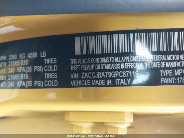 ZACCJBAT9GPC87115 Jeep Renegade Sport