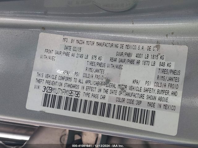 3MZBM1U71FM195796 Mazda Mazda3 I Sport