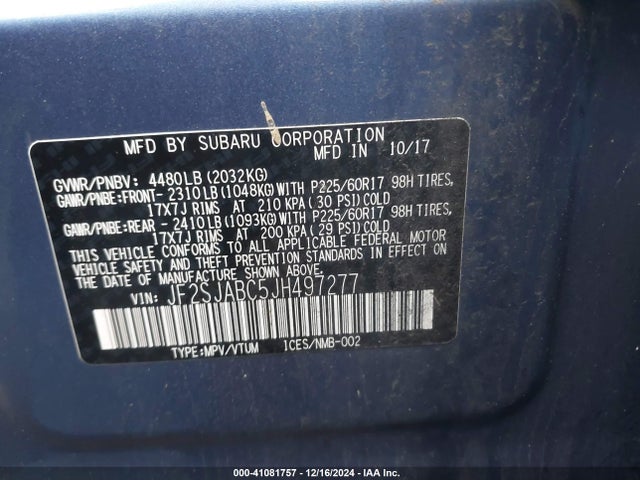 JF2SJABC5JH497277 Subaru Forester 2.5i