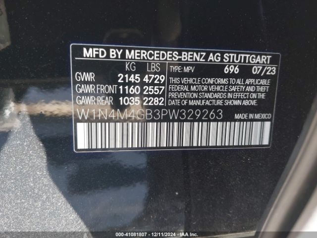 W1N4M4GB3PW329263 Mercedes-Benz GLB 250