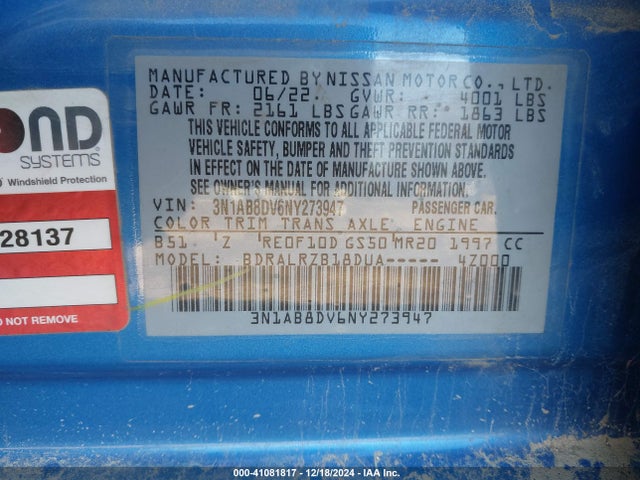 Nissan Sentra Sr Xtronic Cvt 2022 3N1AB8DV6NY273947 Image 9