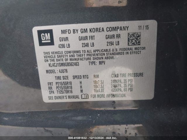 KL4CJ1SM8GB562463 Buick Encore Sport Touring