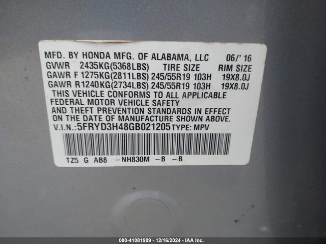 5FRYD3H48GB021205 Acura Mdx Technology   Acurawatch Plus Packages/technology Package