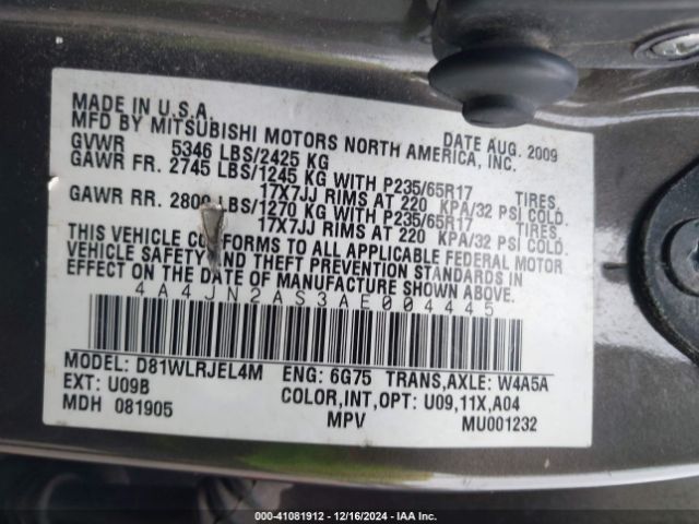 2010 MITSUBISHI ENDEAVOR 4A4JN2AS3AE004445 Photo 8