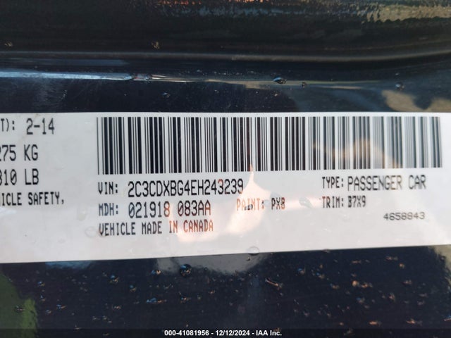 2C3CDXBG4EH243239 Dodge Charger Se