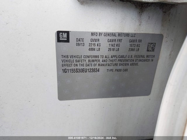 Chevrolet IMPALA 2LZ 2014 1G1155S30EU123834 Image 9