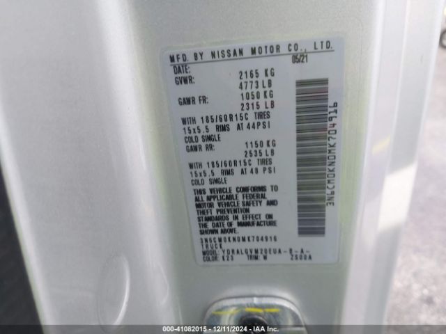 3N6CM0KN0MK704916 Nissan Nv200 Compact Cargo Sv Xtronic Cvt