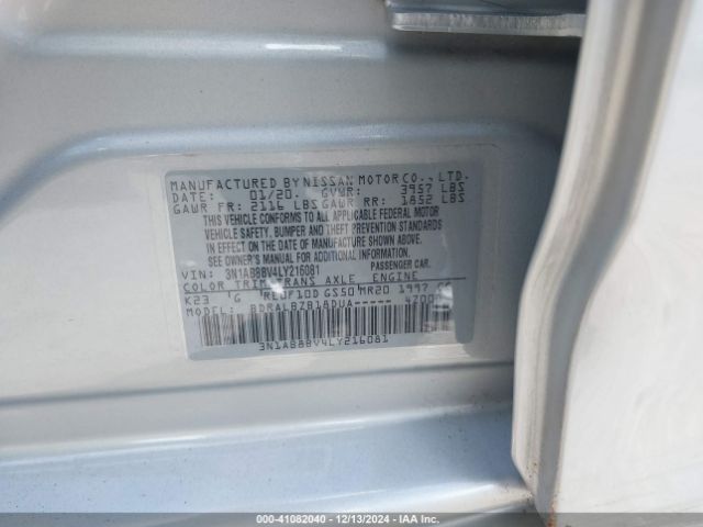 3N1AB8BV4LY216081 Nissan Sentra S Xtronic Cvt