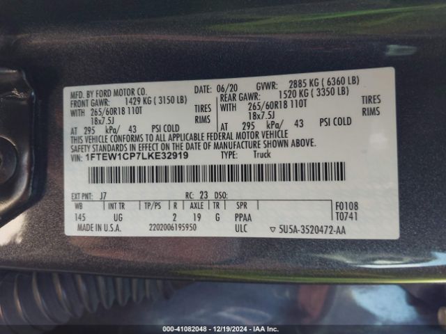 1FTEW1CP7LKE32919 Ford F-150 Xlt